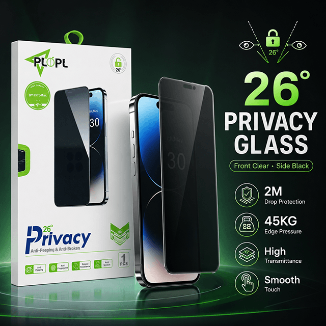 Single Pack 26° Privacy High Transparency Tempered Glass Screen Protector for iphone 17 16 15 14 13