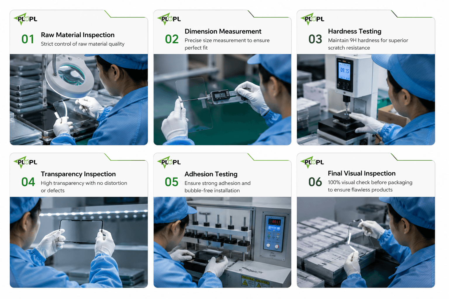 Quality control inspection for wholesale tempered glass screen protector orders