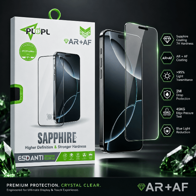 AR+AF Sapphire 7H Hardness Premium Tempered Glass Screen Protector for Iphone 17/ Iphone 17AiR/iphone 17 Pro /Pro Max